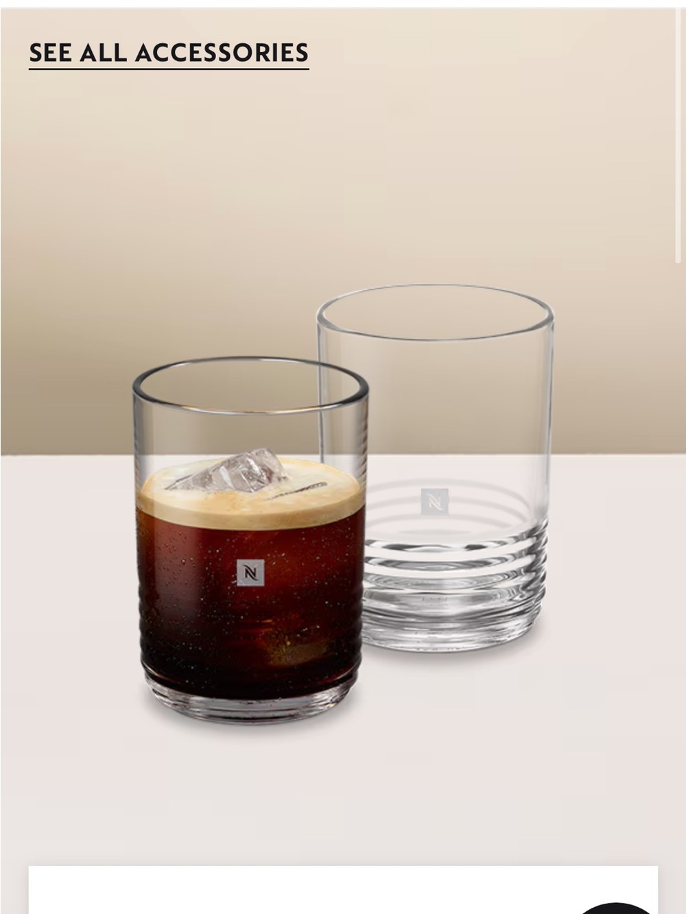 Nespresso Glass Tumbler – Transparent, one glass small barista recipe glass